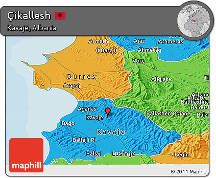 Political Panoramic Map of Çikallesh