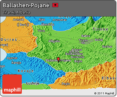 Political Panoramic Map of Ballashen-Pojanë