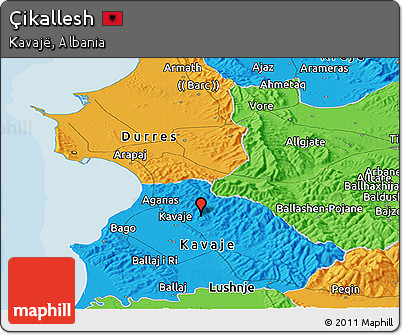 Political Panoramic Map of Çikallesh