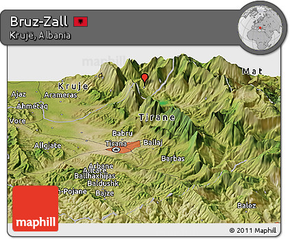 Satellite Panoramic Map of Bruz-Zall