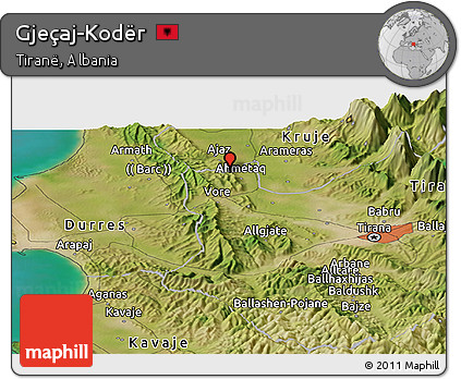 Satellite Panoramic Map of Gjeçaj-Kodër