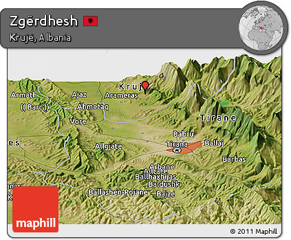 Satellite Panoramic Map of Zgërdhesh