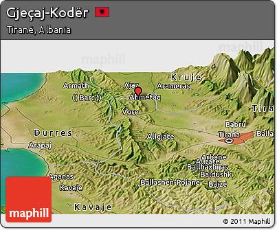 Satellite Panoramic Map of Gjeçaj-Kodër