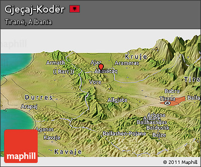 Satellite Panoramic Map of Gjeçaj-Kodër