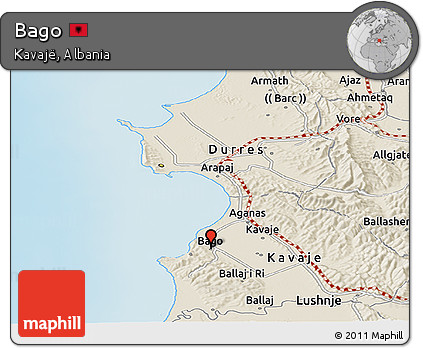 Shaded Relief Panoramic Map of Bago