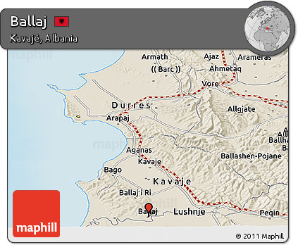 Shaded Relief Panoramic Map of Ballaj