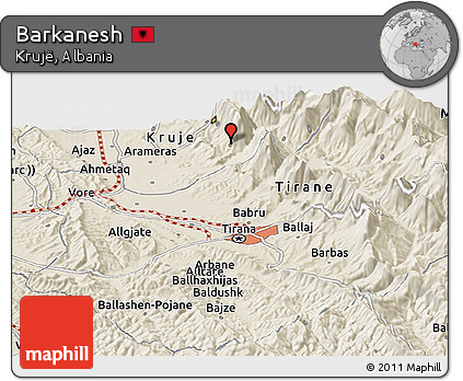 Shaded Relief Panoramic Map of Barkanesh