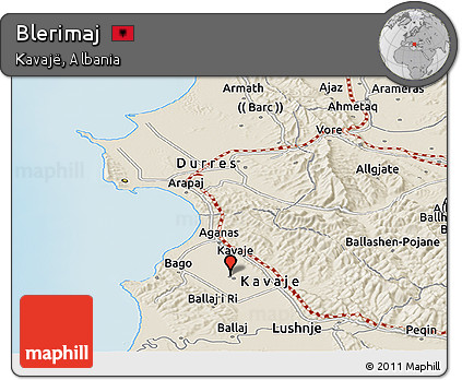 Shaded Relief Panoramic Map of Blerimaj