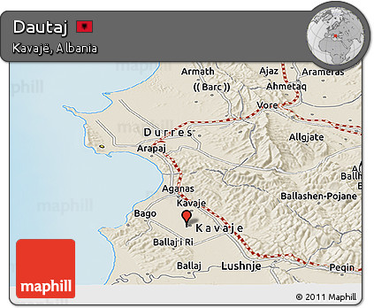 Shaded Relief Panoramic Map of Dautaj