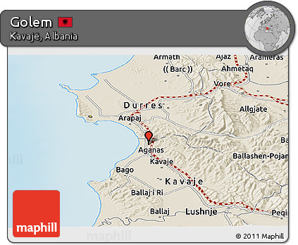 Shaded Relief Panoramic Map of Golem