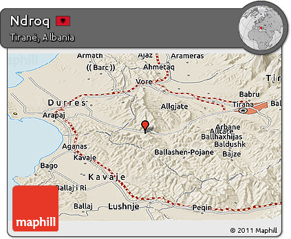 Shaded Relief Panoramic Map of Ndroq