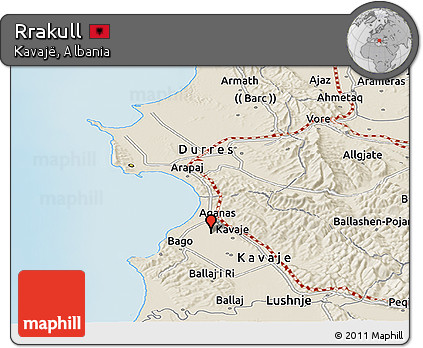 Shaded Relief Panoramic Map of Rrakull