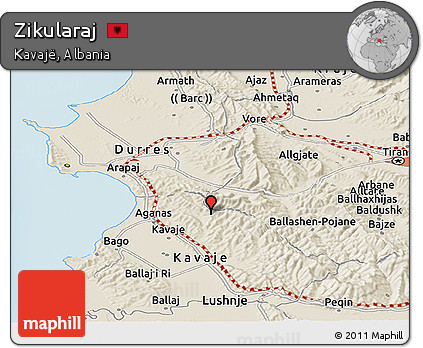 Shaded Relief Panoramic Map of Zikularaj