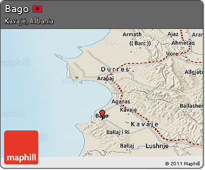Shaded Relief Panoramic Map of Bago