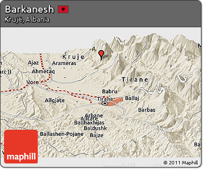 Shaded Relief Panoramic Map of Barkanesh