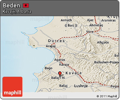 Shaded Relief Panoramic Map of Beden