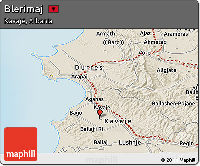 Shaded Relief Panoramic Map of Blerimaj