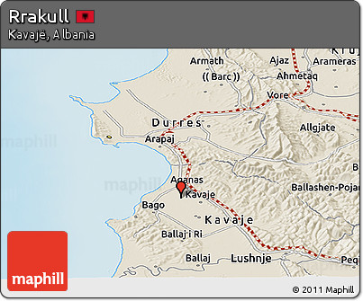 Shaded Relief Panoramic Map of Rrakull