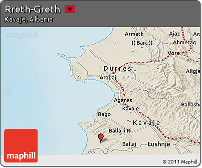 Shaded Relief Panoramic Map of Rreth-Greth