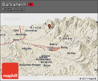Shaded Relief Panoramic Map of Barkanesh