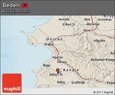 Shaded Relief Panoramic Map of Beden
