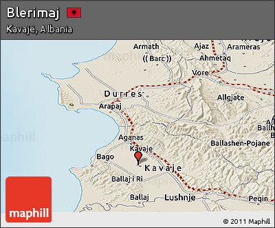Shaded Relief Panoramic Map of Blerimaj