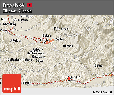 Shaded Relief Panoramic Map of Broshkë