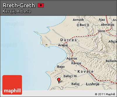 Shaded Relief Panoramic Map of Rreth-Greth