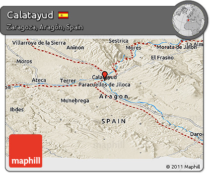Shaded Relief Panoramic Map of Calatayud
