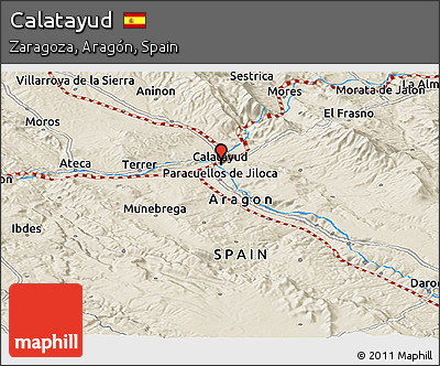Shaded Relief Panoramic Map of Calatayud
