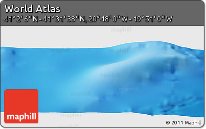 Shaded Relief Panoramic Map of the Area around 41° 16' 52" N, 20° 19' 30" W