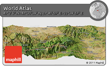 Satellite Panoramic Map of the Area around 41° 16' 52" N, 22° 10' 29" E