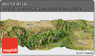 Satellite Panoramic Map of the Area around 41° 16' 52" N, 22° 10' 29" E