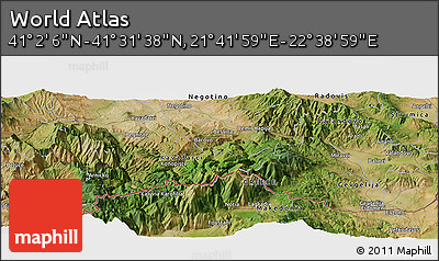 Satellite Panoramic Map of the Area around 41° 16' 52" N, 22° 10' 29" E