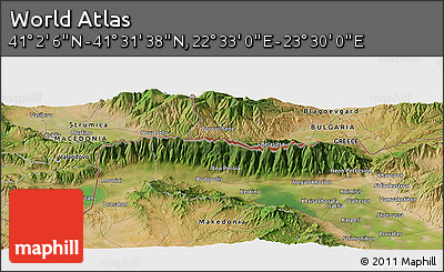 Satellite Panoramic Map of the Area around 41° 16' 52" N, 23° 1' 29" E