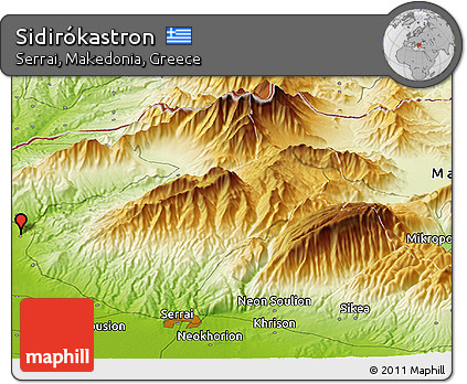 Physical Panoramic Map of Sidirókastron