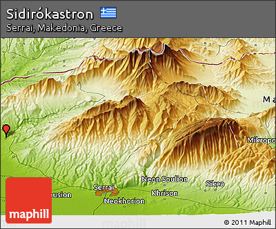 Physical Panoramic Map of Sidirókastron