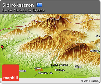 Physical Panoramic Map of Sidirókastron