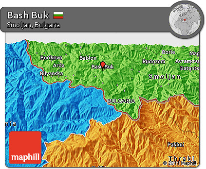 Political 3D Map of Bash Buk