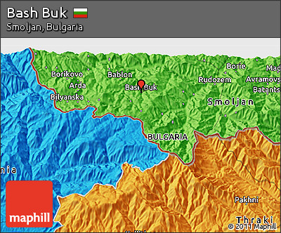 Political 3D Map of Bash Buk