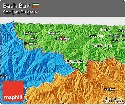 Political 3D Map of Bash Buk
