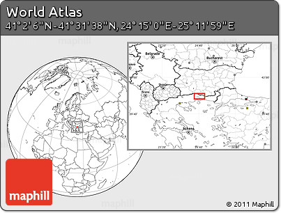 Blank Location Map of the Area around 41° 16' 52" N, 24° 43' 30" E