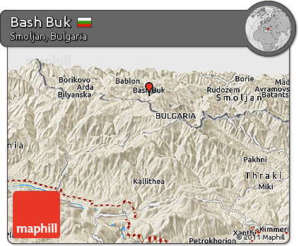 Shaded Relief Panoramic Map of Bash Buk