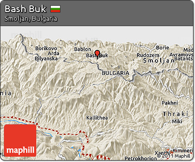 Shaded Relief Panoramic Map of Bash Buk