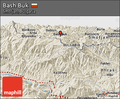 Shaded Relief Panoramic Map of Bash Buk