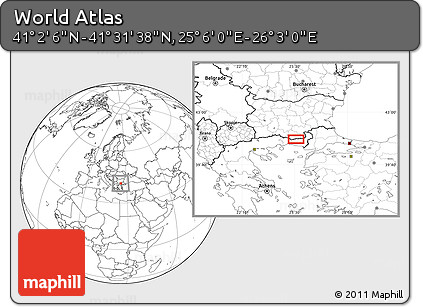 Blank Location Map of the Area around 41° 16' 52" N, 25° 34' 30" E