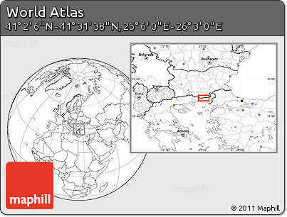 Blank Location Map of the Area around 41° 16' 52" N, 25° 34' 30" E