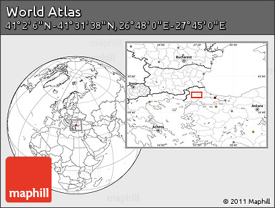 Blank Location Map of the Area around 41° 16' 52" N, 27° 16' 29" E