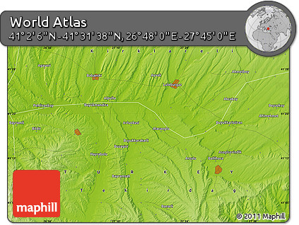 Physical Map of the Area around 41° 16' 52" N, 27° 16' 29" E