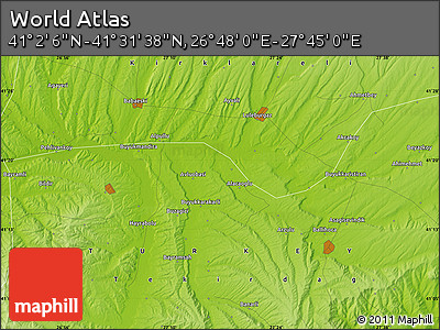 Physical Map of the Area around 41° 16' 52" N, 27° 16' 29" E